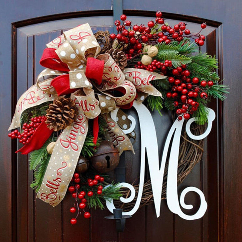 Christmas Door Wreath – Natural Rattan Circle Hanging for Holiday Home Décor