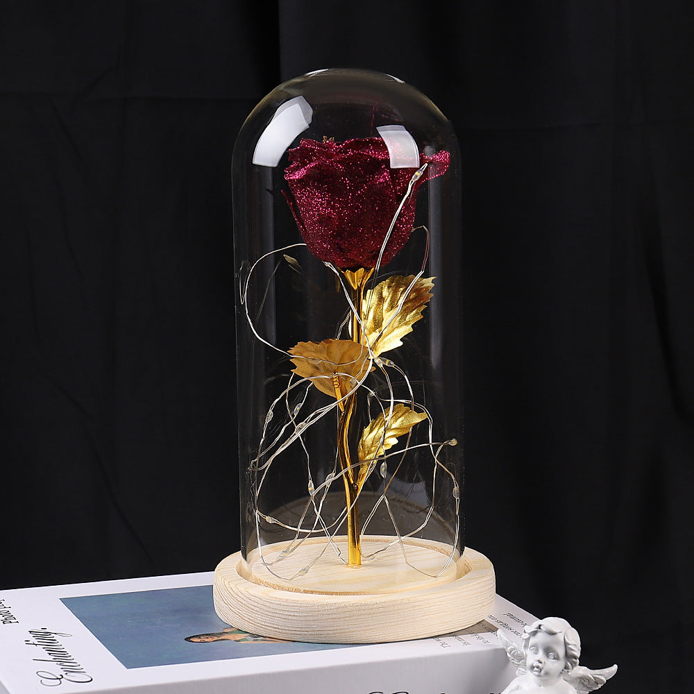 Valentines Day Gift For Girlfriend Eternal Rose Flowers LED Light In Glass Cover