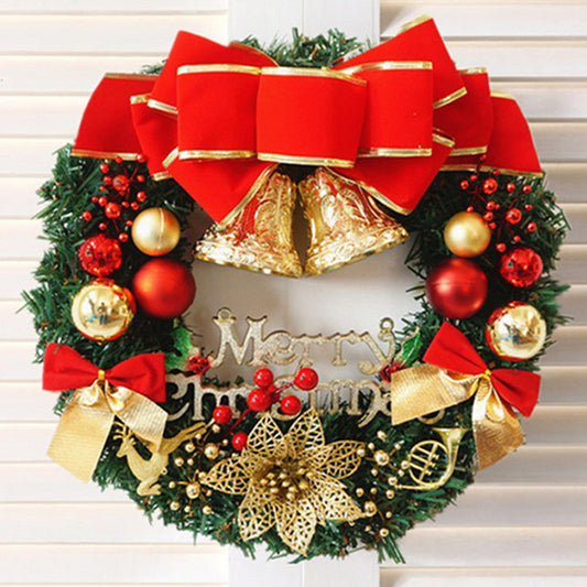 Christmas Door Wreath – Natural Rattan Circle Hanging for Holiday Home Décor