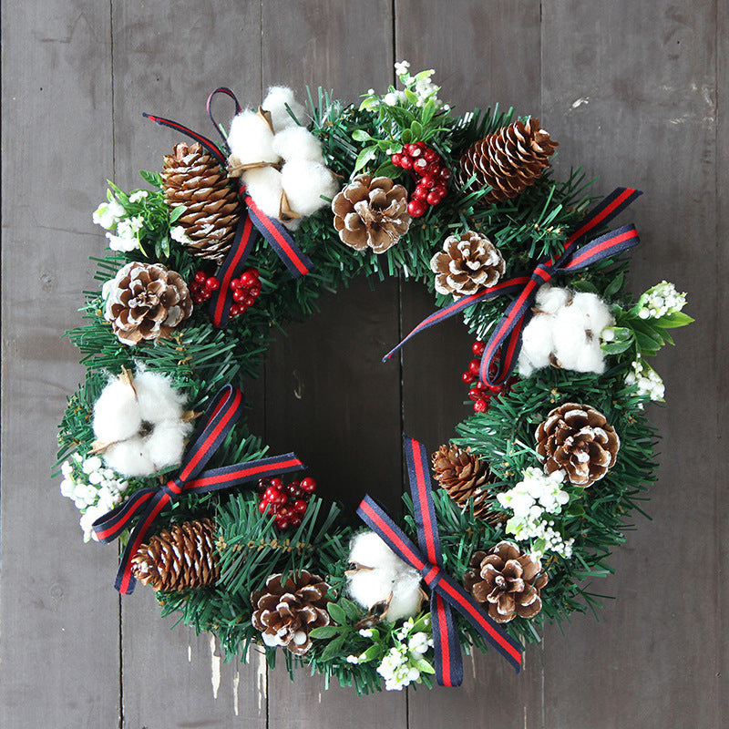 Christmas Door Wreath – Natural Rattan Circle Hanging for Holiday Home Décor
