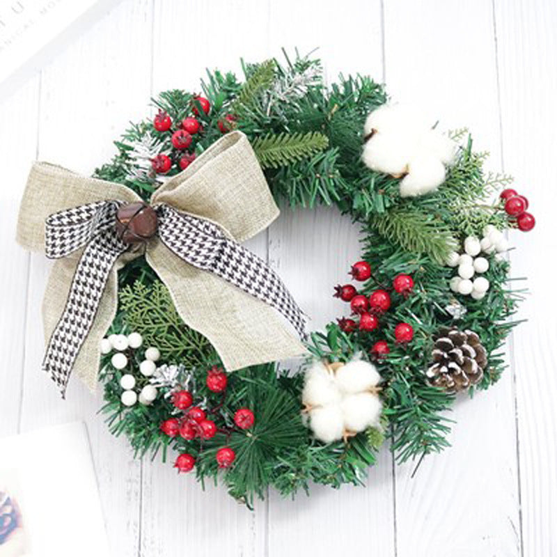 Christmas Door Wreath – Natural Rattan Circle Hanging for Holiday Home Décor