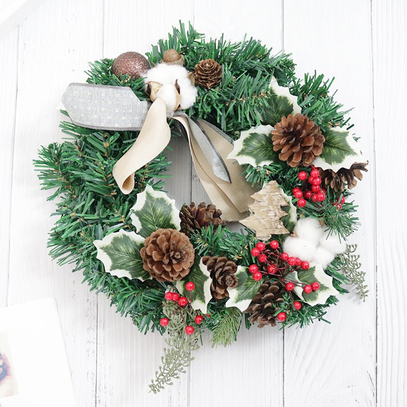 Christmas Door Wreath – Natural Rattan Circle Hanging for Holiday Home Décor